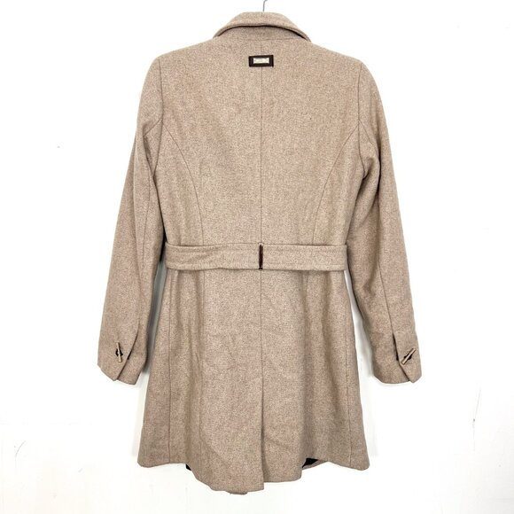 Calvin Klein Wool Blend Belted Trench Coat XXS Oatmeal Tan Single Button - Picture 7 of 14